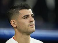 Alvaro Morata centre-forward of AC Milan and Spain during the UEFA Champions League 2024/25 League Phase MD4 match between Real Madrid C.F....