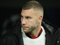 Strahinja Pavlovic centre-back of AC Milan and Serbia during the UEFA Champions League 2024/25 League Phase MD4 match between Real Madrid C....