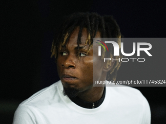 Samuel Chukwueze right winger of AC Milan and Nigeria during the UEFA Champions League 2024/25 League Phase MD4 match between Real Madrid C....