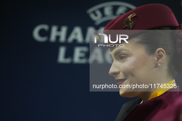 flight attendant of Qatar Airways prior the UEFA Champions League 2024/25 League Phase MD4 match between Real Madrid C.F. and AC Milan at Es...