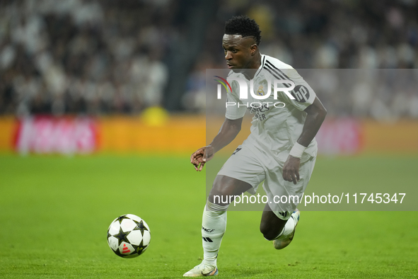 Vinicius Junior left winger of Real Madrid and Brazil during the UEFA Champions League 2024/25 League Phase MD4 match between Real Madrid C....