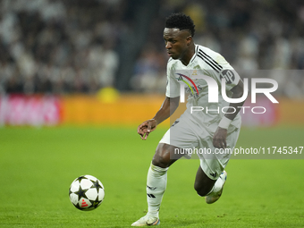 Vinicius Junior left winger of Real Madrid and Brazil during the UEFA Champions League 2024/25 League Phase MD4 match between Real Madrid C....