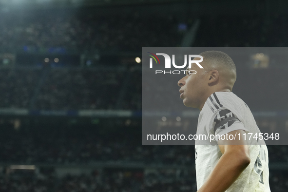 Kylian Mbappe centre-forward of Real Madrid and France during the UEFA Champions League 2024/25 League Phase MD4 match between Real Madrid C...