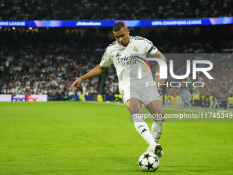 Kylian Mbappe centre-forward of Real Madrid and France during the UEFA Champions League 2024/25 League Phase MD4 match between Real Madrid C...