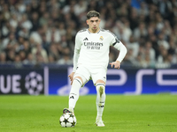 Federico Valverde central midfield of Real Madrid and Uruguay during the UEFA Champions League 2024/25 League Phase MD4 match between Real M...