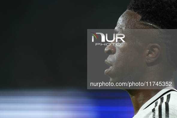 Vinicius Junior left winger of Real Madrid and Brazil during the UEFA Champions League 2024/25 League Phase MD4 match between Real Madrid C....