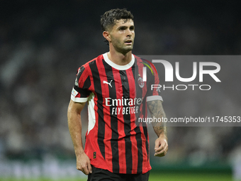 Christian Pulisic right winger of AC Milan and United States during the UEFA Champions League 2024/25 League Phase MD4 match between Real Ma...