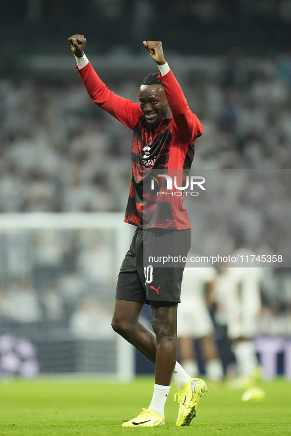 Tammy Abraham centre-forward of AC Milan and England during the warm-up before the UEFA Champions League 2024/25 League Phase MD4 match betw...