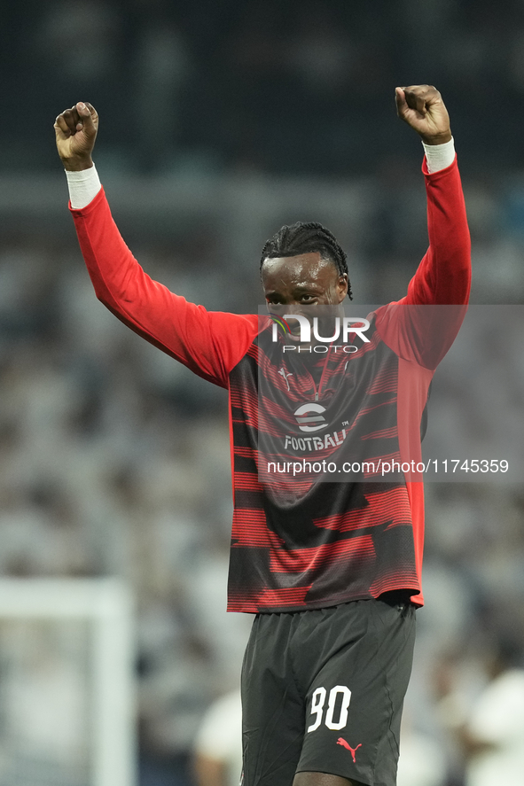 Tammy Abraham centre-forward of AC Milan and England during the warm-up before the UEFA Champions League 2024/25 League Phase MD4 match betw...