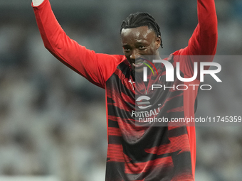 Tammy Abraham centre-forward of AC Milan and England during the warm-up before the UEFA Champions League 2024/25 League Phase MD4 match betw...