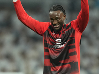 Tammy Abraham centre-forward of AC Milan and England during the warm-up before the UEFA Champions League 2024/25 League Phase MD4 match betw...