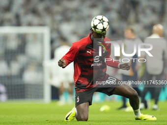 Tammy Abraham centre-forward of AC Milan and England during the warm-up before the UEFA Champions League 2024/25 League Phase MD4 match betw...