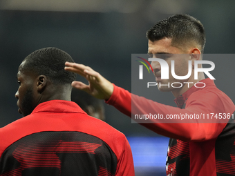 Alvaro Morata centre-forward of AC Milan and Spain during the warm-up before the UEFA Champions League 2024/25 League Phase MD4 match betwee...