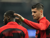 Alvaro Morata centre-forward of AC Milan and Spain during the warm-up before the UEFA Champions League 2024/25 League Phase MD4 match betwee...