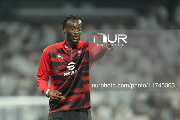 Tammy Abraham centre-forward of AC Milan and England during the warm-up before the UEFA Champions League 2024/25 League Phase MD4 match betw...