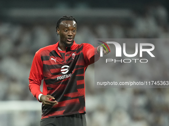 Tammy Abraham centre-forward of AC Milan and England during the warm-up before the UEFA Champions League 2024/25 League Phase MD4 match betw...