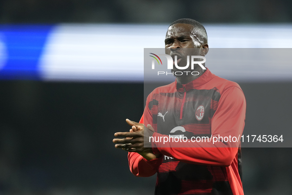 Fikayo Tomori centre-back of AC Milan and England during the warm-up before the UEFA Champions League 2024/25 League Phase MD4 match between...