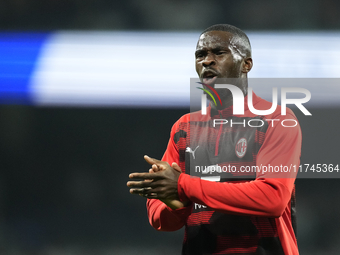 Fikayo Tomori centre-back of AC Milan and England during the warm-up before the UEFA Champions League 2024/25 League Phase MD4 match between...