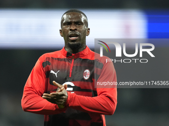 Fikayo Tomori centre-back of AC Milan and England during the warm-up before the UEFA Champions League 2024/25 League Phase MD4 match between...