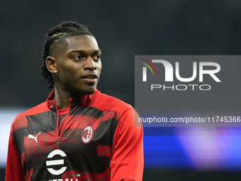 Rafael Leao left winger of AC Milan and Portugal during the warm-up before the UEFA Champions League 2024/25 League Phase MD4 match between...