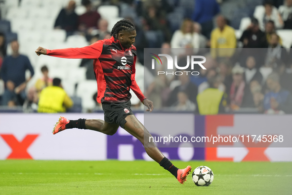 Rafael Leao left winger of AC Milan and Portugal during the UEFA Champions League 2024/25 League Phase MD4 match between Real Madrid C.F. an...