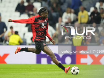 Rafael Leao left winger of AC Milan and Portugal during the UEFA Champions League 2024/25 League Phase MD4 match between Real Madrid C.F. an...