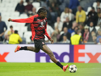 Rafael Leao left winger of AC Milan and Portugal during the UEFA Champions League 2024/25 League Phase MD4 match between Real Madrid C.F. an...