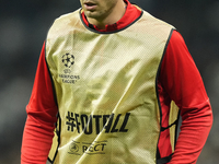 Alvaro Morata centre-forward of AC Milan and Spain during the warm-up before the UEFA Champions League 2024/25 League Phase MD4 match betwee...