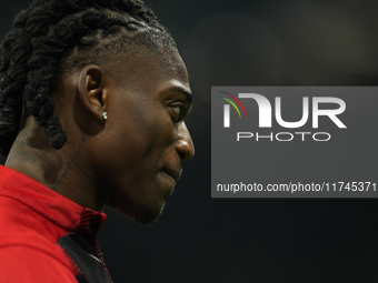 Rafael Leao left winger of AC Milan and Portugal during the warm-up before the UEFA Champions League 2024/25 League Phase MD4 match between...