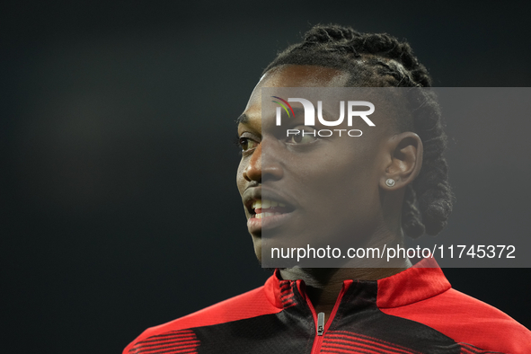 Rafael Leao left winger of AC Milan and Portugal during the warm-up before the UEFA Champions League 2024/25 League Phase MD4 match between...