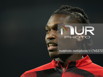 Rafael Leao left winger of AC Milan and Portugal during the warm-up before the UEFA Champions League 2024/25 League Phase MD4 match between...