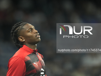 Rafael Leao left winger of AC Milan and Portugal during the warm-up before the UEFA Champions League 2024/25 League Phase MD4 match between...