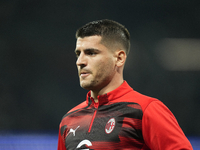 Alvaro Morata centre-forward of AC Milan and Spain during the warm-up before the UEFA Champions League 2024/25 League Phase MD4 match betwee...