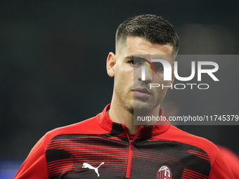 Alvaro Morata centre-forward of AC Milan and Spain during the warm-up before the UEFA Champions League 2024/25 League Phase MD4 match betwee...