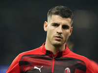 Alvaro Morata centre-forward of AC Milan and Spain during the warm-up before the UEFA Champions League 2024/25 League Phase MD4 match betwee...