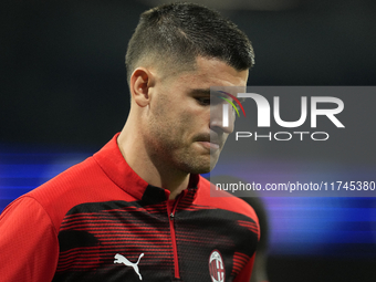 Alvaro Morata centre-forward of AC Milan and Spain during the warm-up before the UEFA Champions League 2024/25 League Phase MD4 match betwee...