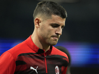 Alvaro Morata centre-forward of AC Milan and Spain during the warm-up before the UEFA Champions League 2024/25 League Phase MD4 match betwee...