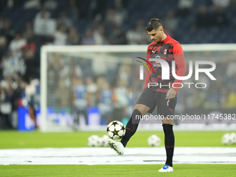 Alvaro Morata centre-forward of AC Milan and Spain during the warm-up before the UEFA Champions League 2024/25 League Phase MD4 match betwee...