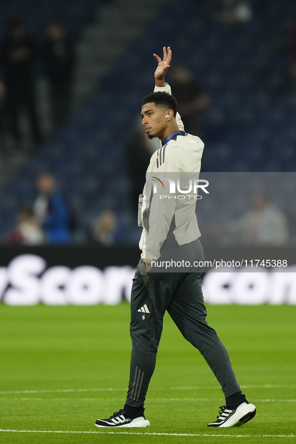 Jude Bellingham central midfield of Real Madrid and England  prior the UEFA Champions League 2024/25 League Phase MD4 match between Real Mad...