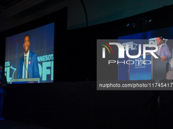 St. Paul Mayor Melvin Carter speaks at the Minnesota DFL Election Night event at the InterContinental Hotel in St. Paul, Minnesota, on Novem...