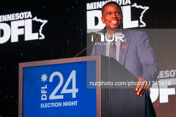 St. Paul Mayor Melvin Carter speaks at the Minnesota DFL Election Night event at the InterContinental Hotel in St. Paul, Minnesota, on Novem...