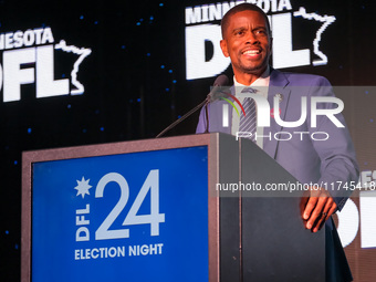 St. Paul Mayor Melvin Carter speaks at the Minnesota DFL Election Night event at the InterContinental Hotel in St. Paul, Minnesota, on Novem...