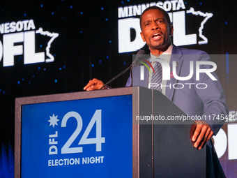 St. Paul Mayor Melvin Carter speaks at the Minnesota DFL Election Night event at the InterContinental Hotel in St. Paul, Minnesota, on Novem...