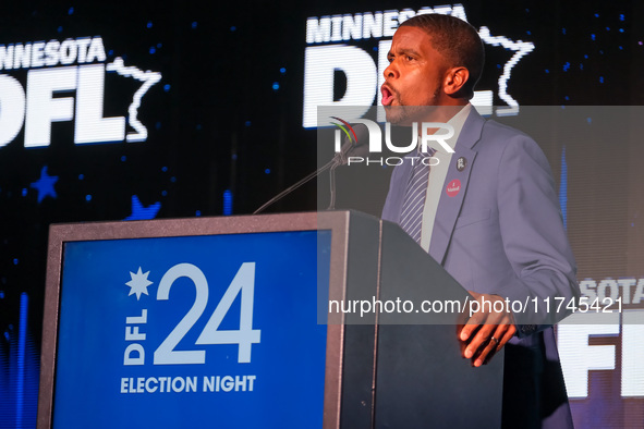 St. Paul Mayor Melvin Carter speaks at the Minnesota DFL Election Night event at the InterContinental Hotel in St. Paul, Minnesota, on Novem...