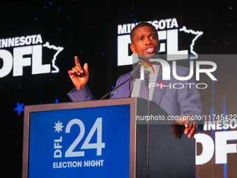 St. Paul Mayor Melvin Carter speaks at the Minnesota DFL Election Night event at the InterContinental Hotel in St. Paul, Minnesota, on Novem...