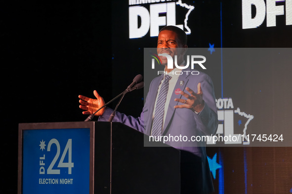 St. Paul Mayor Melvin Carter speaks at the Minnesota DFL Election Night event at the InterContinental Hotel in St. Paul, Minnesota, on Novem...