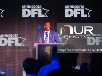 St. Paul Mayor Melvin Carter speaks at the Minnesota DFL Election Night event at the InterContinental Hotel in St. Paul, Minnesota, on Novem...