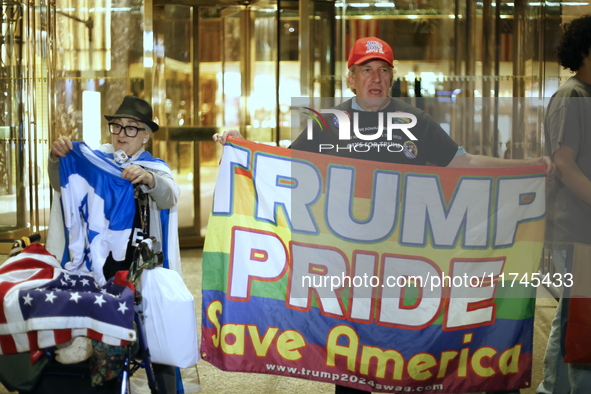 Several Trump supporters riot outside Trump Tower in Midtown New York, United States, on November 5, 2024. The NYPD is on high alert for pos...