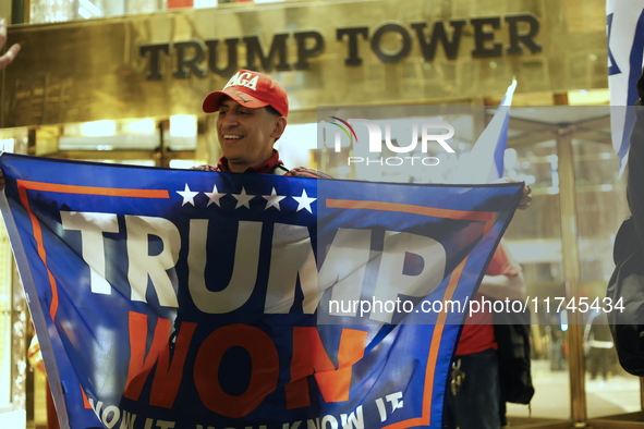 Several Trump supporters riot outside Trump Tower in Midtown New York, United States, on November 5, 2024. The NYPD is on high alert for pos...