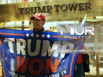 Several Trump supporters riot outside Trump Tower in Midtown New York, United States, on November 5, 2024. The NYPD is on high alert for pos...